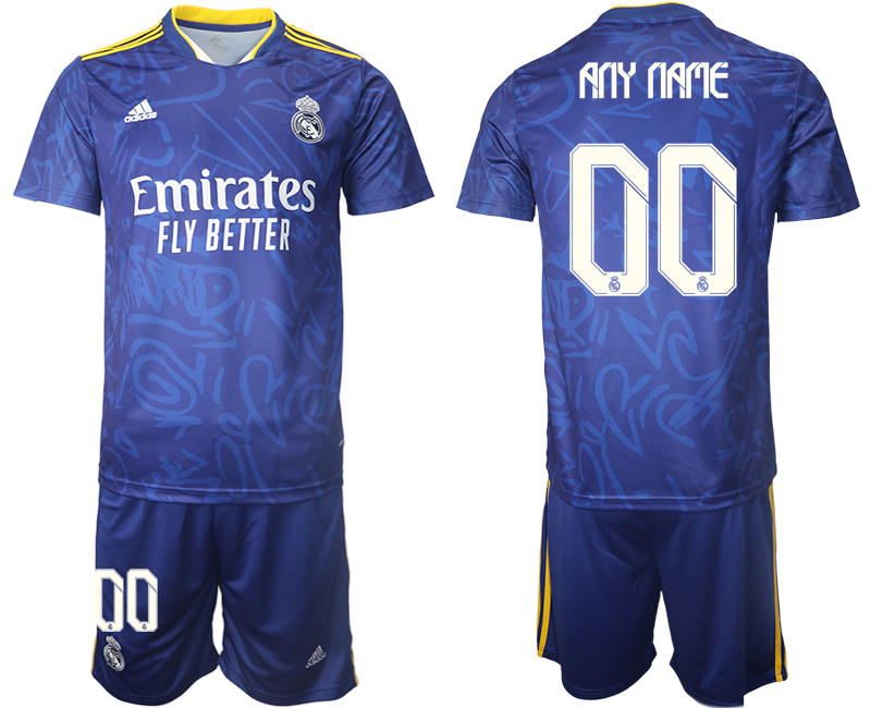 Men 2021-2022 Club Real Madrid away blue customized Soccer Jersey